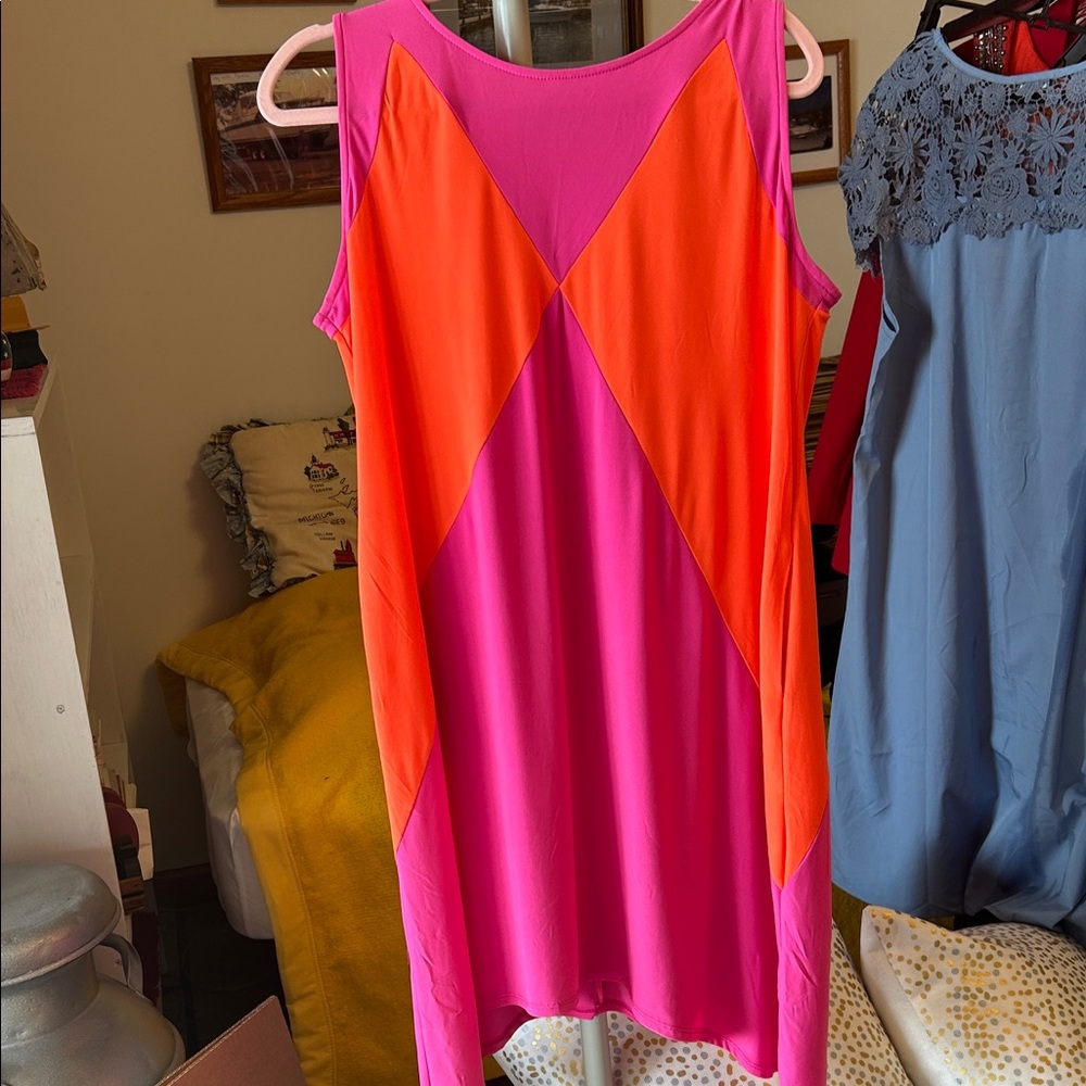 MSK Pink and Orange Sleeveless Dress